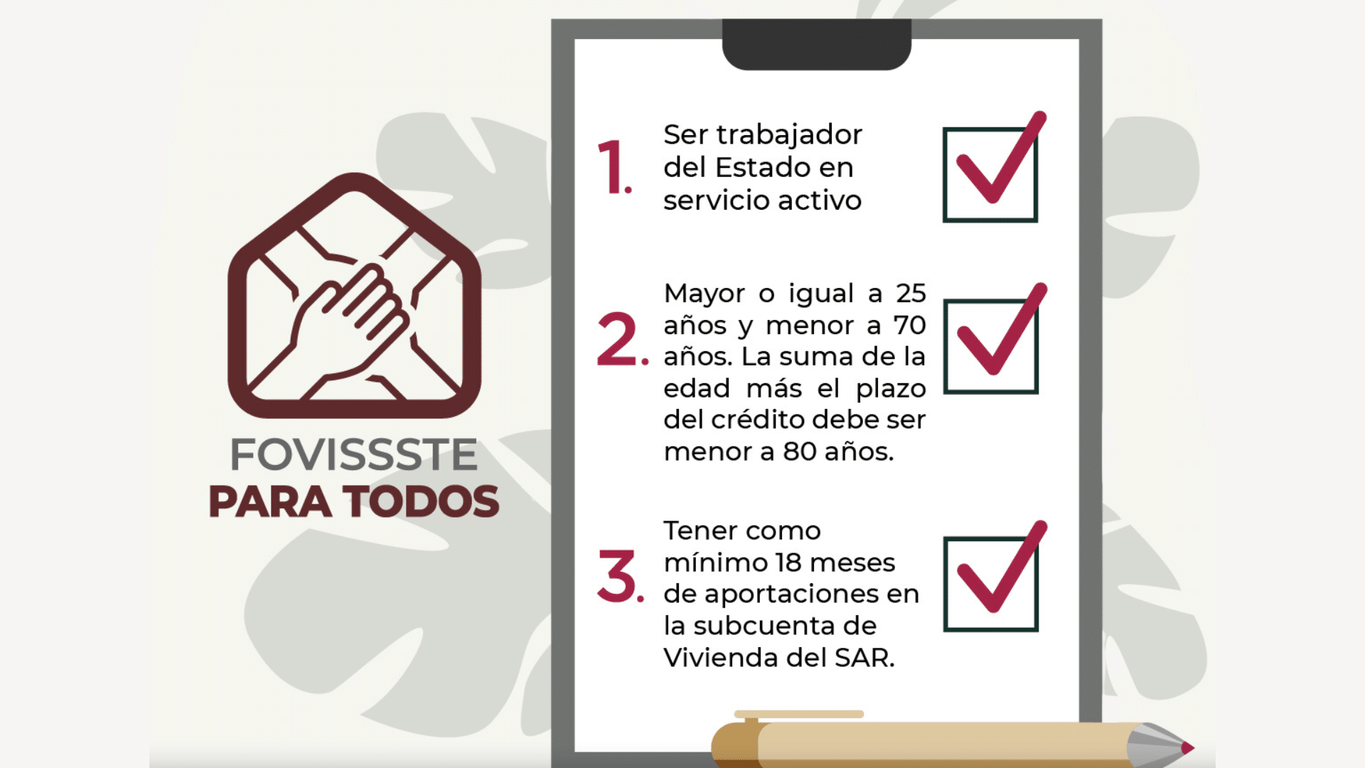 ¿Cuáles son los requisitos para solicitar crédito FOVISSSTE para todos?