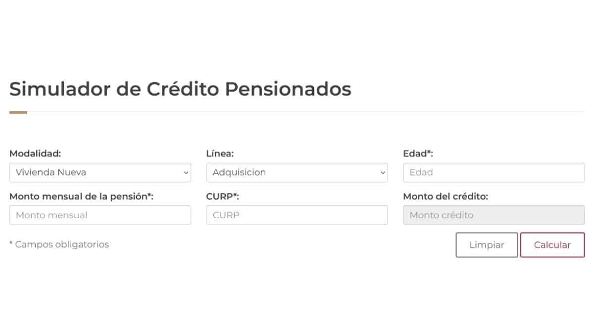 Simulador Crédito Pensionados FOVISSSTE