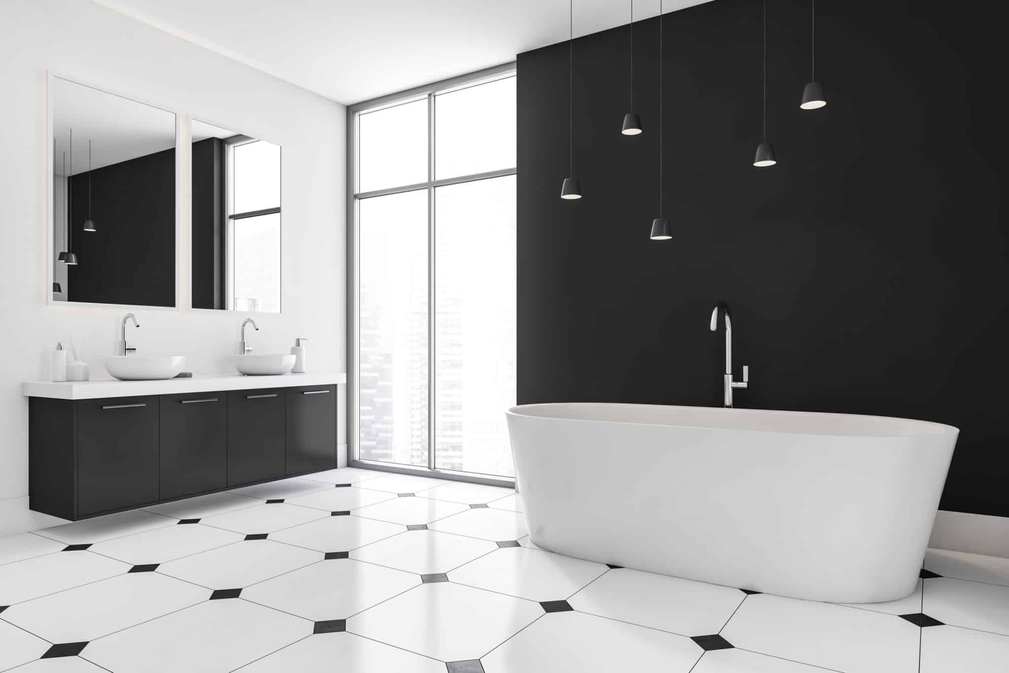 Baños blanco y negro: tendencias