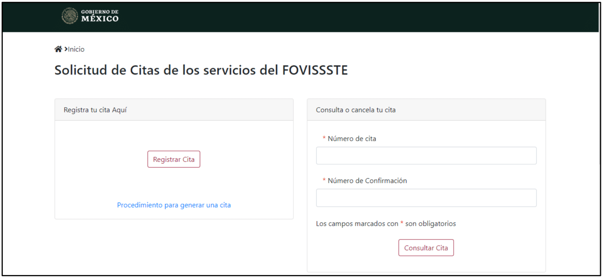 Citas FOVISSSTE en línea